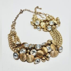 🌸 2/$25 Chunky Gold Tone Cluster Necklace & Matching Bracelet